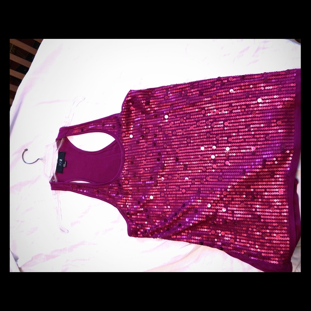 Sequin hot pink muscle tee